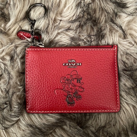 ⭐️⭐️⭐️COACH⭐️⭐️⭐️ Disney X Minnie Mouse card case with keychain. NWT - Picture 1 of 4